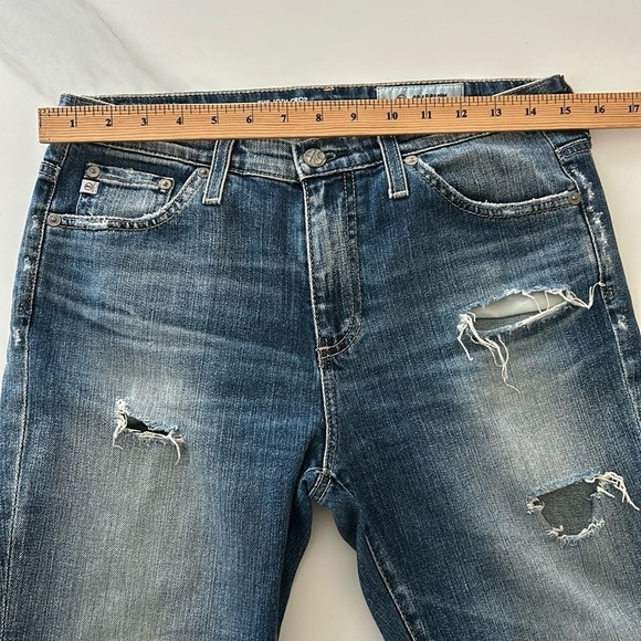 AG the Jodi Crop High Rise Flare Crop Distressed Designer Denim - Picture 11 of 13